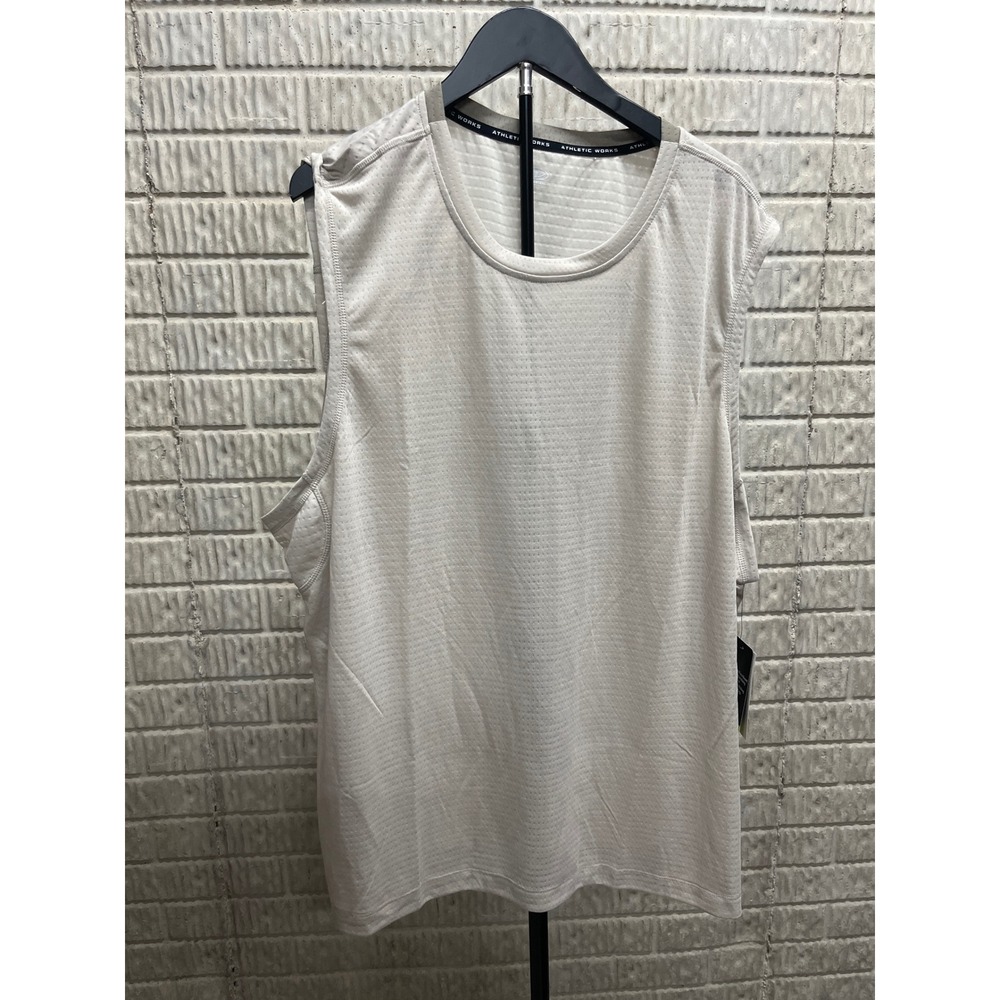 Athletic Works Mens Mixed Media Muscle Tank Top Flax Beige 3XL AW26100162683B
